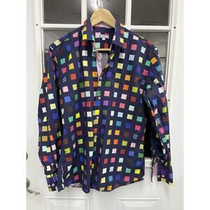 Cafe Bleu Button Up Shirt Adult Med. Dress Casual Long Sleeve Mens Shirt sku 577